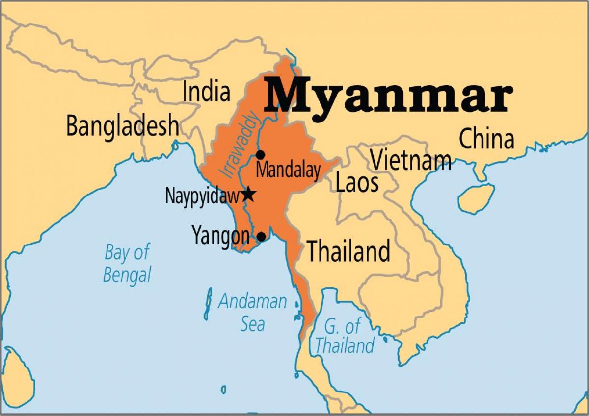 расположение Мьянма на карте мира