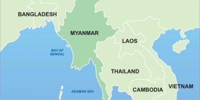 Мьянма на карте Азии