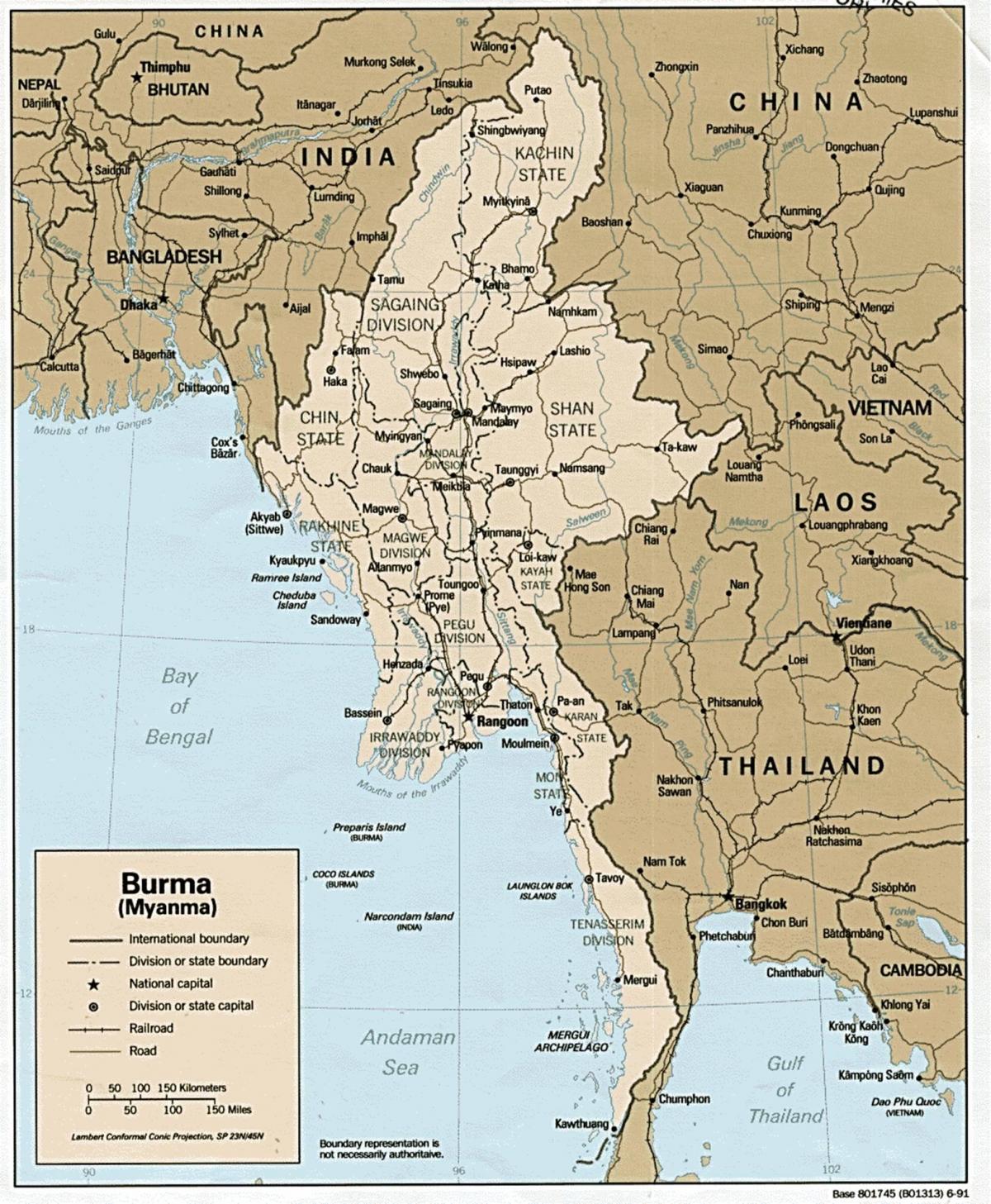 янгон Бирма карте